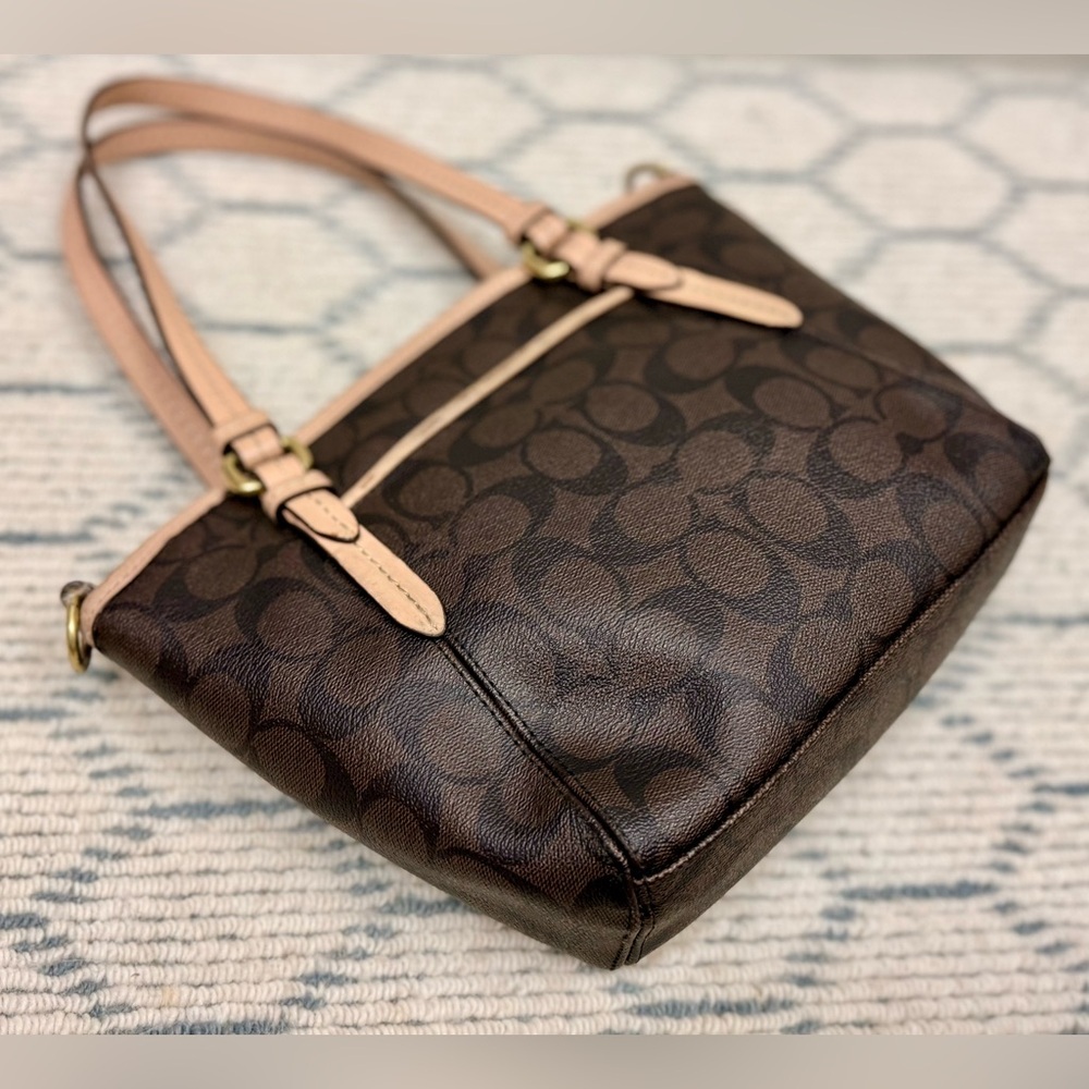 COACH Vintage Y2K Classic Signature Monogram Brown Coated Canvas Shoulder Bag - Picture 7 of 16